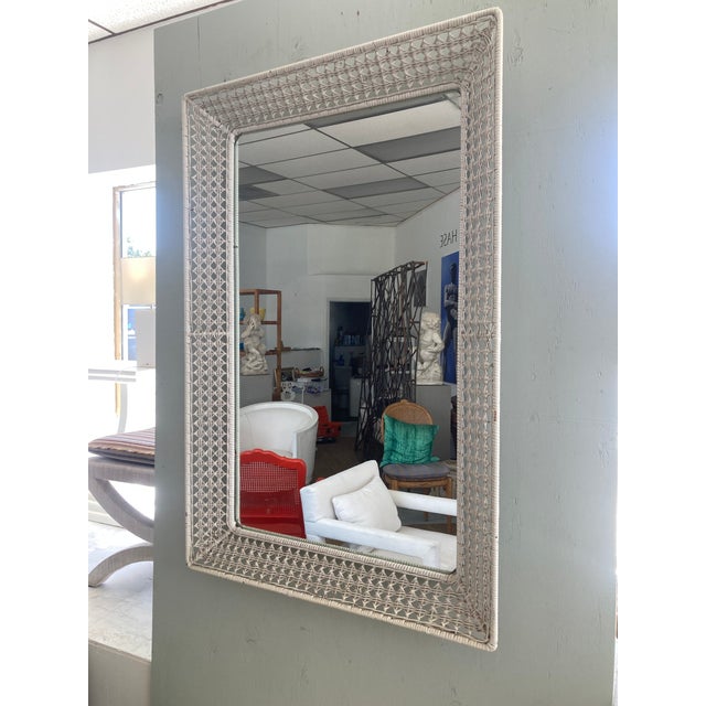Wicker and Rattan Rectangular Mirror 1950 For Sale - Image 14 of 16