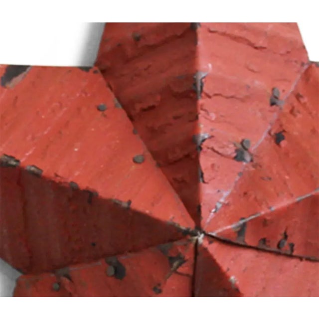 Vintage red barn star made from recycled galvanized metal roofing with a rustic aged painted patina. Industrial Americana...