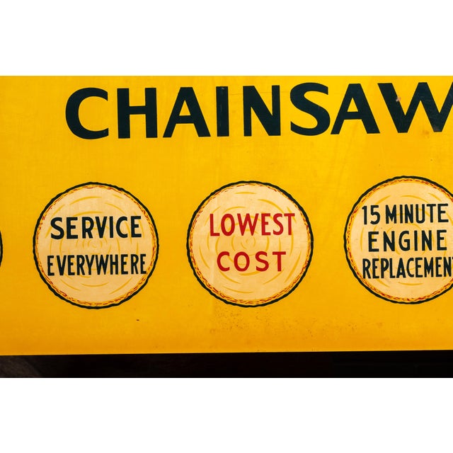 Vintage Clinton Chainsaws Flange Advertising Sign For Sale - Image 4 of 9