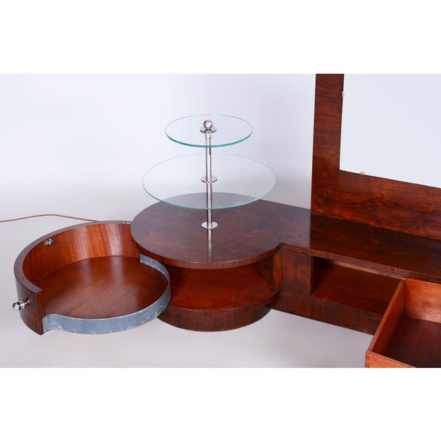 Glass Art Deco Czech Walnut Dressing Mirror attributed to Halabala for Up Závody, 1920s For Sale - Image 7 of 18