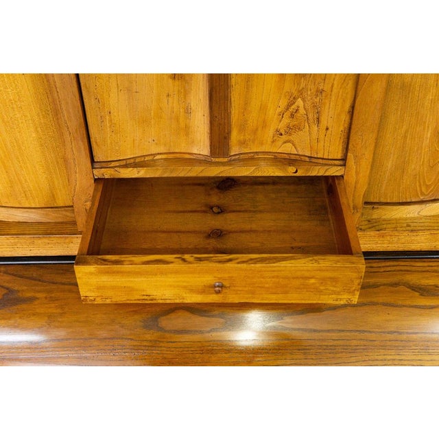 Biedermeier Elm Secretary with Leather Top For Sale - Image 9 of 18