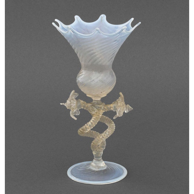White Salviati Attributed Opaline Glass Vase, Circa 1950 For Sale - Image 8 of 9