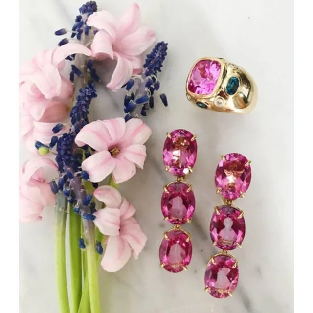 Christina Addison Bonheur Ring, Blue Topaz, Peridot, Blue Topaz and Diamond Domed Ring For Sale In New York - Image 6 of 10