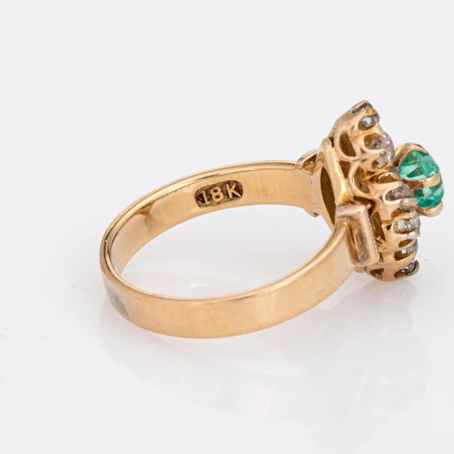 Metal Late 19th Century Antique Victorian Emerald Diamond Ring 18k Yellow Gold Vintage 5.5 size 5.5 For Sale - Image 7 of 7