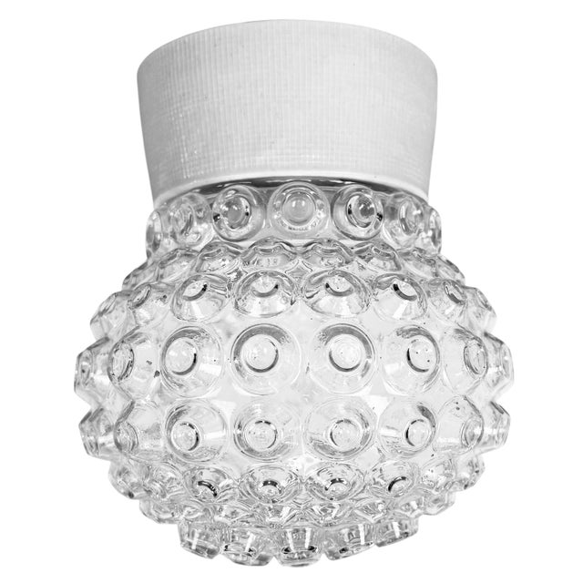 Vintage White Porcelain and Glass Ceiling Light, 1970s For Sale - Image 14 of 14