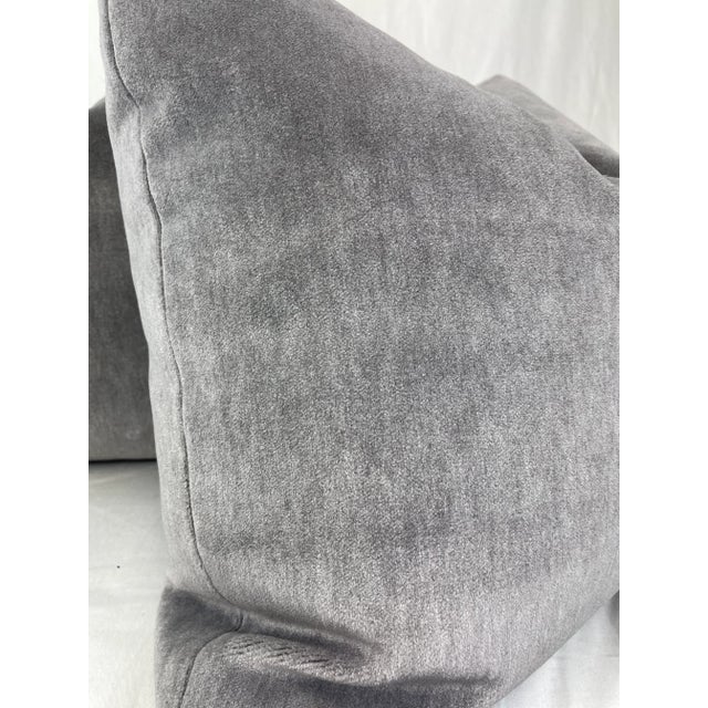 Transitional Pindler "Atlas Mohair" in Metal 22" Pillows-A Pair For Sale - Image 3 of 4