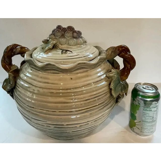Italian Pottery Soup Tureen - Grapes With Twisted Vine Handles For Sale In Philadelphia - Image 6 of 8
