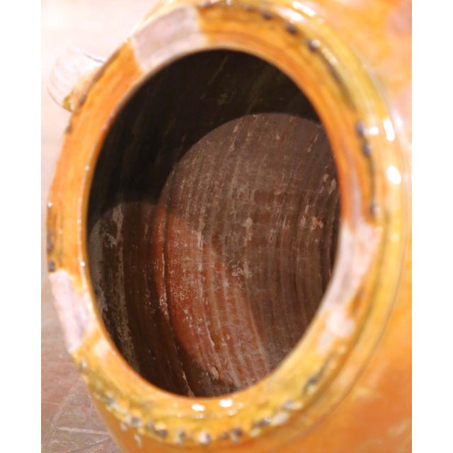 19th Century French Glazed Terracotta Olive Oil Jar With Handles and Spout For Sale - Image 11 of 12