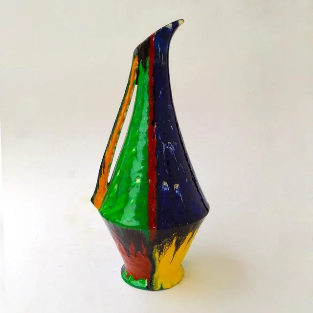 Italian Enamel and Terracotta Vase by Galatina Garrisi, 1950s For Sale - Image 6 of 8