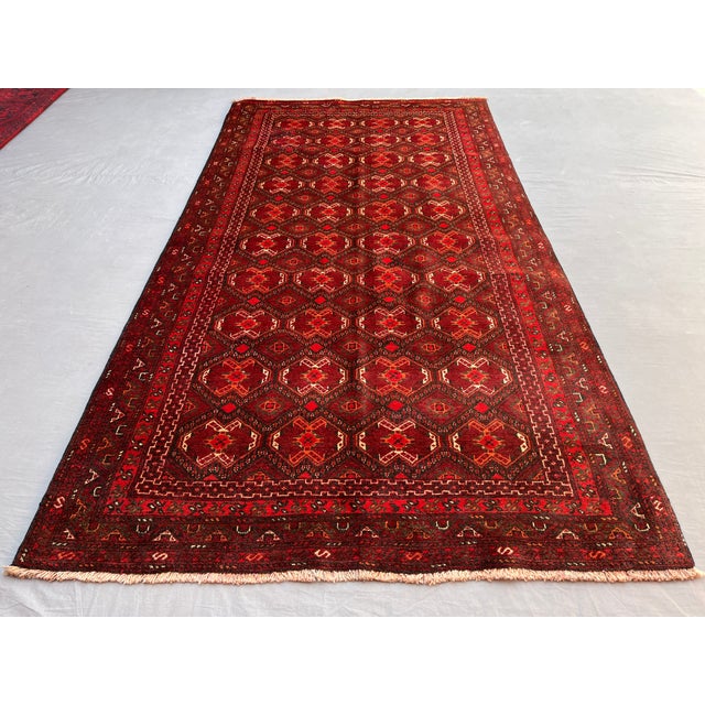 Islamic Vintage Afghan Ersari Turkmen All-Over Gul Rug - 7'8" X 4'1" For Sale - Image 3 of 12