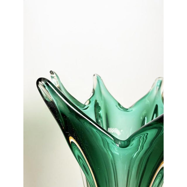 Large Italian Green and Transparent Vase, Italy, 1950 For Sale - Image 6 of 12