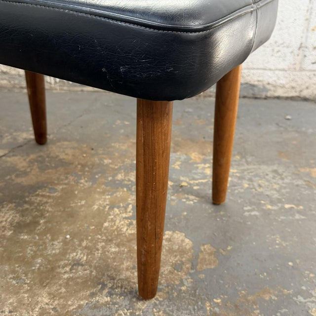 Mid-Century Modern Danish Modern Teak Stool With Black Leather Seat, Circa 1960s For Sale - Image 3 of 4