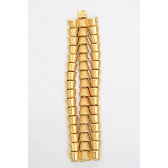 Vintage Signed Marcy Feld Gold Plated 3 Row Cuff Bracelet 80's For Sale - Image 9 of 10