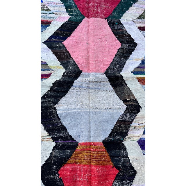 Textile 1980s Moroccan Colorful Vintage Kilim Rug - 4'1" X 7'0" Ft For Sale - Image 7 of 8