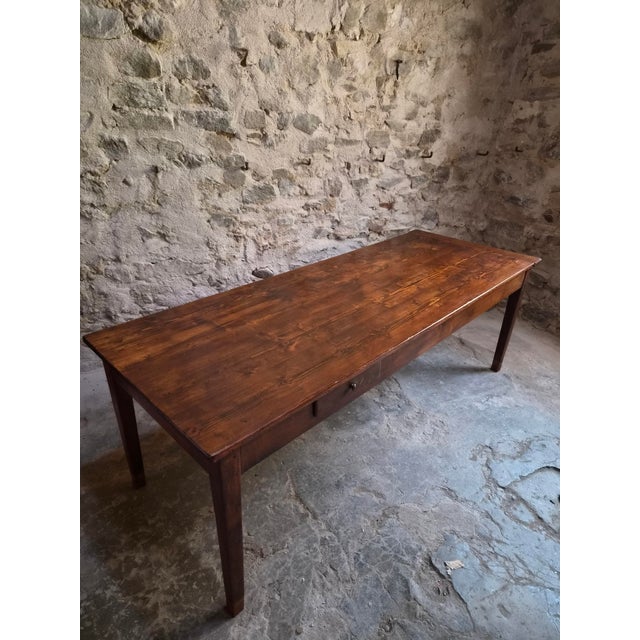 Antique French Farmhouse Dining Table with Two Drawers in Oak & Pine, 1880s For Sale - Image 14 of 18