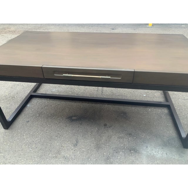 Brown Modern Oak and Walnut Desk With Custom Finish For Sale - Image 8 of 8