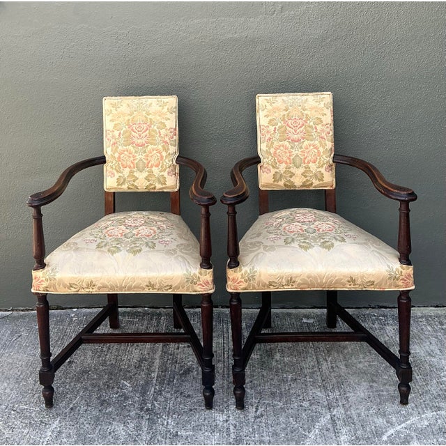 Wood Vintage 19th Century Carved Arm Chairs - A Pair For Sale - Image 7 of 12