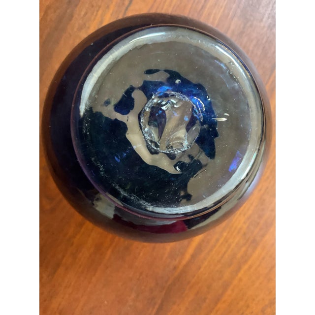 Mid 20th Century Vintage Purple Glass Vase Handblown and Crafted by Artist For Sale - Image 5 of 11