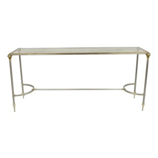 Neoclassical Directoire Maison Jansen Style Steel & Brass Console Sofa Table For Sale