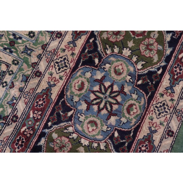 1990s Shabby Chic 1990's Pak-Persian Green/Blue Wool Rug - 7'10'' X 9'2'' For Sale - Image 5 of 9