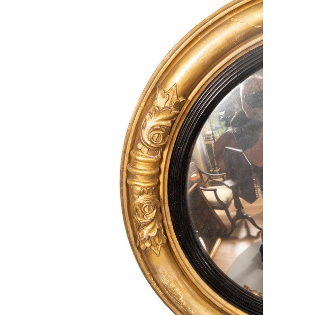 19th Century Regency Giltwood Convex Mirror For Sale - Image 5 of 8