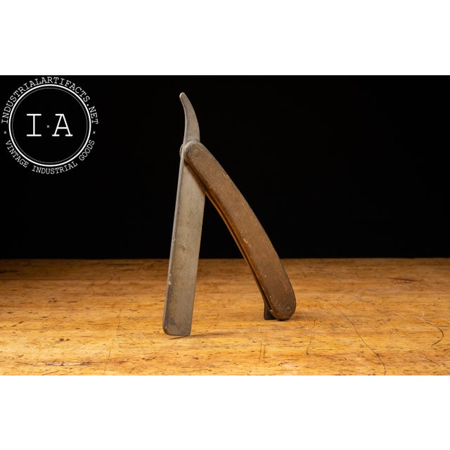 Industrial Antique Figural Straight Razor Barber Trade Sign For Sale - Image 3 of 11