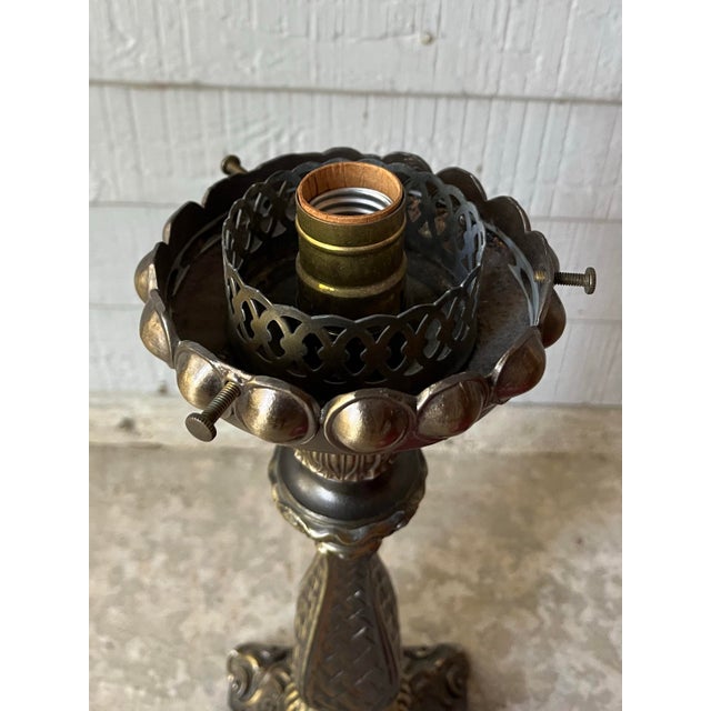Vintage Cranberry Pink Swirl Glass Tall Electric Victorian-Style Parlor Lamp For Sale - Image 9 of 12