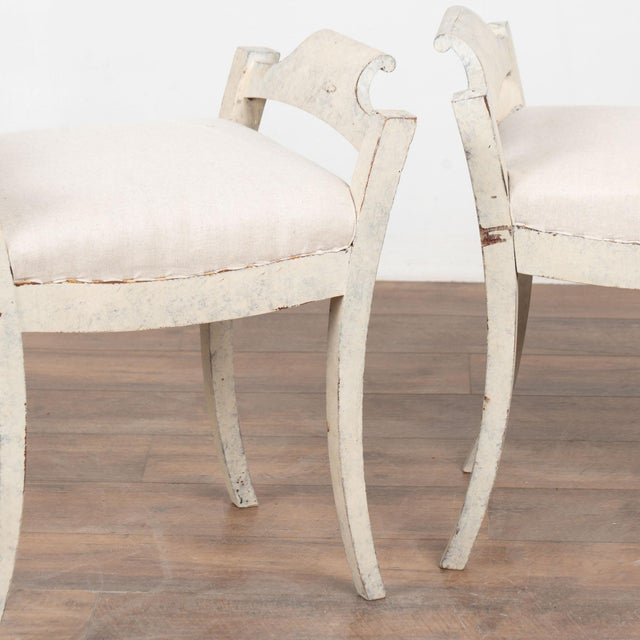 Early 20th Century Pair, Early 20th Century Swedish White Gustavian Tabouret Stools For Sale - Image 5 of 14