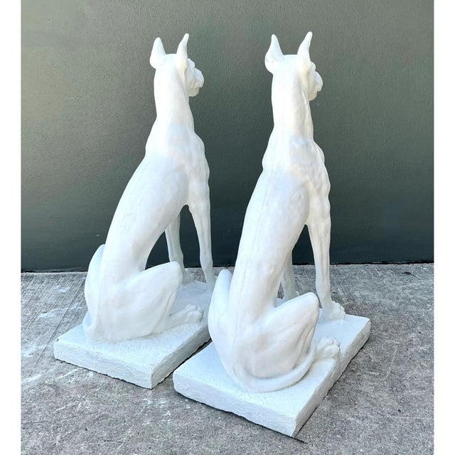 Vintage Solid Cast Cement Great Dane Statues - A Pair For Sale In West Palm - Image 6 of 13