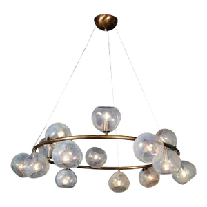 Modernist Oil Rubbed Bronze Chandelier With Organic Hand Blown Murano Shades