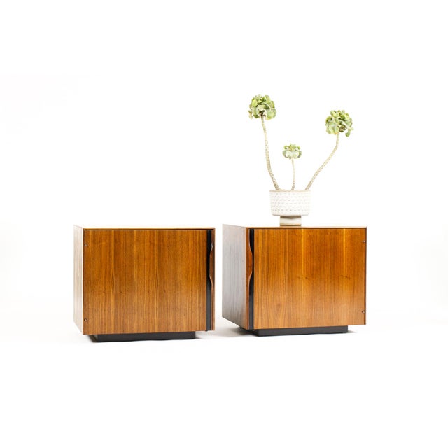 #2169 — Mid Century Vintage Walnut Nightstand / Bedside Cabinet— John Kapel for Glenn of California — Pair Lovely pair of...