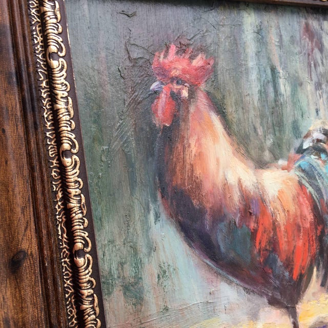 Paper Framed Rooster Original Painting Farm Decor by Valeriya Serova For Sale - Image 7 of 16