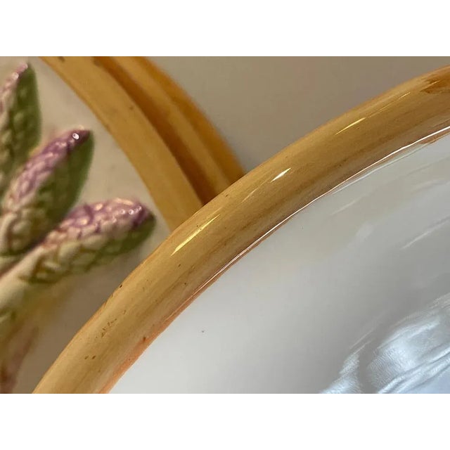 Early 20th Century Majolica Arparagus Plates in Purple & Green, Set of 6 For Sale - Image 4 of 10