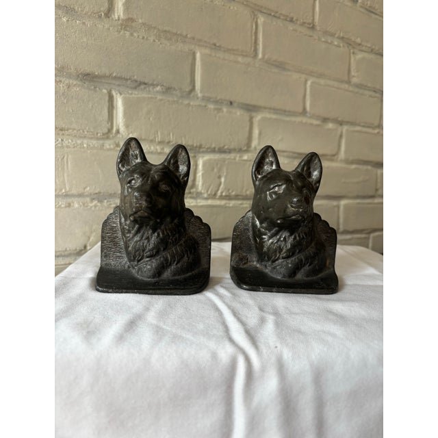 Early 20th Century Early 20th Century Pair of Cast Iron German Shepherd Dog Bookends For Sale - Image 5 of 5