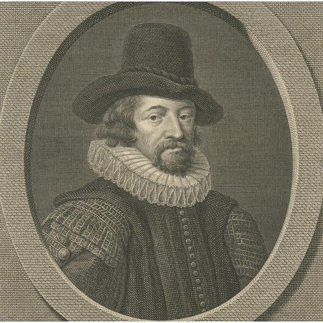 R. Delvaux, Portrait of Sir Francis Bacon, Late 18th Century, Engraving For Sale - Image 4 of 10