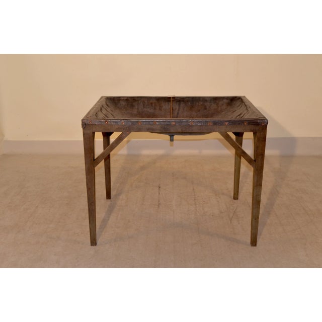 Industrial 19th C English Dairy Table With Zinc Trough and Original Plug For Sale - Image 3 of 7