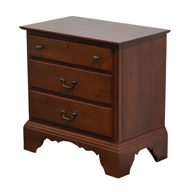 American Kincaid Furniture Early American Traditional Style 27" Three Drawer Nightstand W. Cherry Finish For Sale - Image 3 of 12