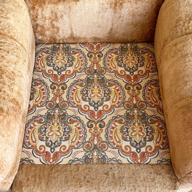 Mid-Century Italian Space Age Golden Brown Velvet Lounge Chair, 1960s For Sale - Image 17 of 18