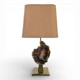 Agate and Brass Table Lamp For Sale