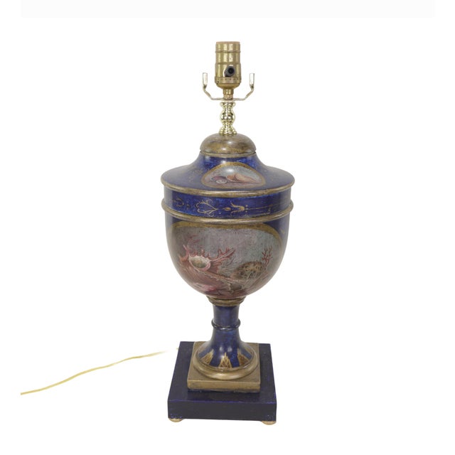 Hollywood Regency Vintage Hollywood Regency-Style Hand-Painted Seashell Trophy Table Lamps - Pair For Sale - Image 3 of 13
