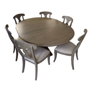 Ethan Allen Cooper Round Dining Table and Chairs (6) For Sale