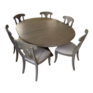 Ethan Allen Cooper Round Dining Table and Chairs (6)