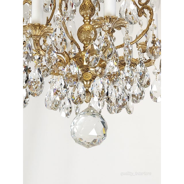 Antique Super Fussy Birdcage Gleaming Brass Cut Lead Glass Crystal Chandelier ~ Rewired ~ Restored ~ Rejuvenated ~ Ready to Hang ~ For Sale - Image 10 of 12