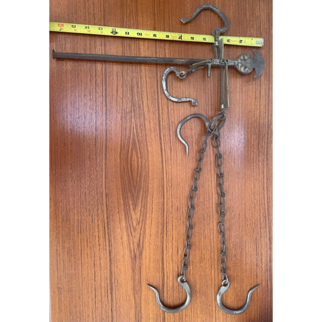 Industrial Antique Greek Decorative Butcher's Steelyard Weighing Instrument For Sale - Image 3 of 6