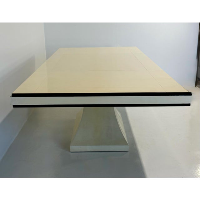 Italian Art Deco Table in Parchment Leather with Black Profiles, 1940s For Sale - Image 6 of 12