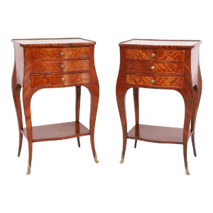 Pair of Antique French Louis XV Style Inlaid Stands