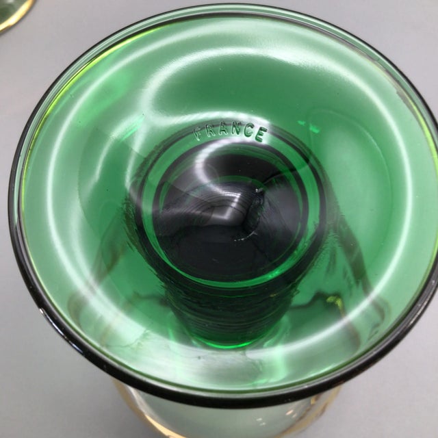 1960s Emerald Green Beehive Stem German Souvenir Goblets-Set of 13 For Sale - Image 5 of 13