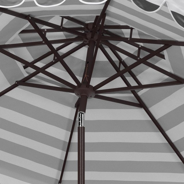 Spritely Home Vienna 9Ft Round Double Top Crank Umbrella, Black & White For Sale - Image 4 of 6