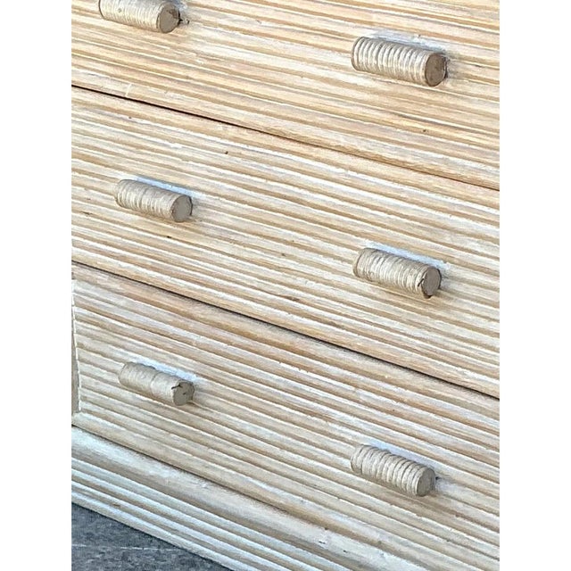 Almond Vintage Washed Pretzel Reed Six-Drawer Dresser For Sale - Image 8 of 12