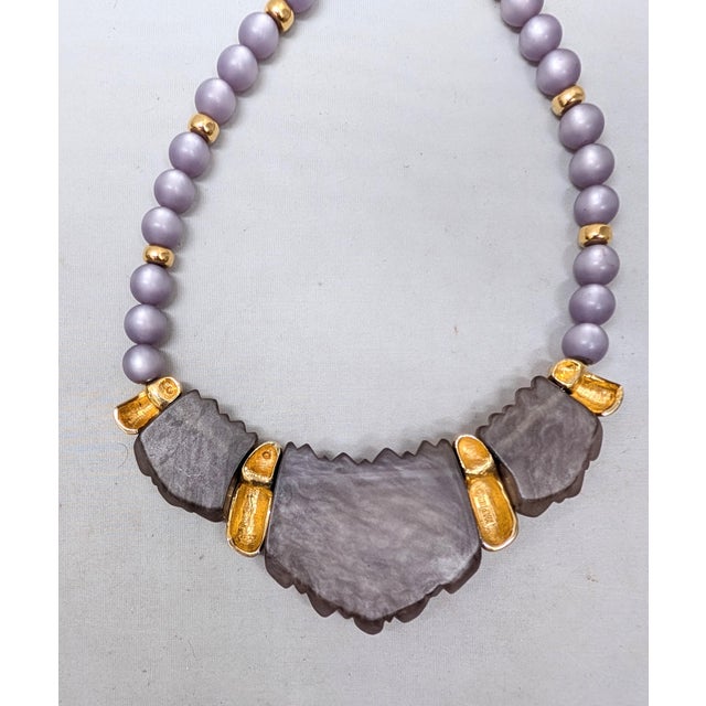 Purple Vintage 1985 Signed Napier Purple "Sherbet" Molded Lucite Collar Necklace For Sale - Image 8 of 12